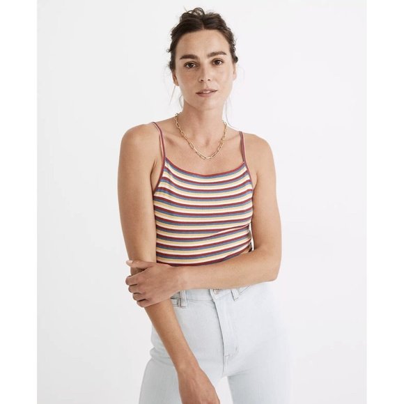 Madewell Tops - Madewell Ribbed Spaghetti-Strap Thong Bodysuit in Rainbow Stripe Medium